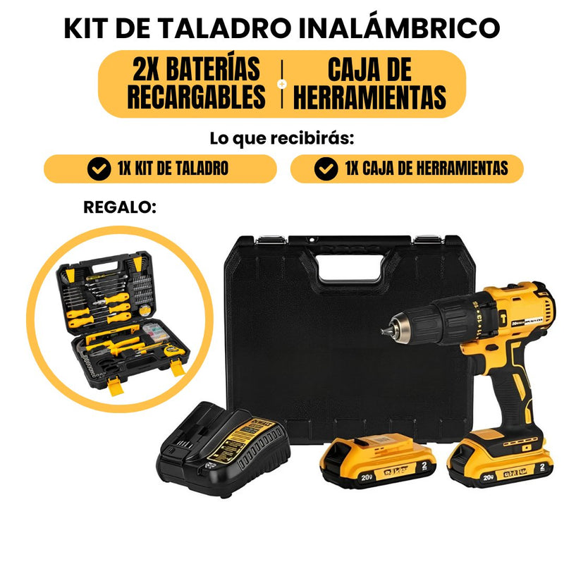 [OFERTA LIMITADA] Kit de Taladro Inalámbrico + Caja de Herramientas (más de 40 piezas) de Regalo - Exito Tienda